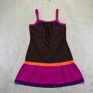 Prana Womens Swim Dress Size‎ Small Brown Pink Orange Active Athletic Colorblock